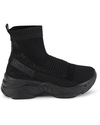 Bebe Aspen Perforated Ankle Boots - Black
