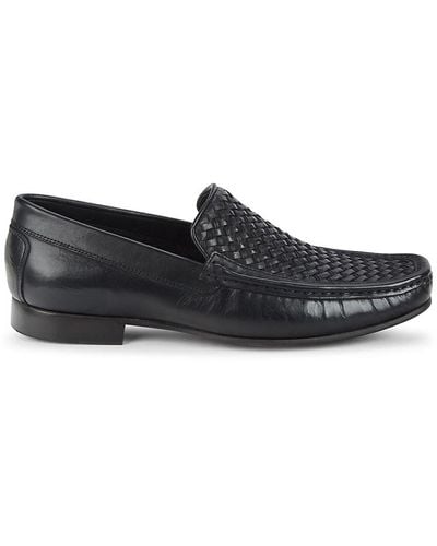 Donald J Pliner Doug Woven Leather Loafers - Black