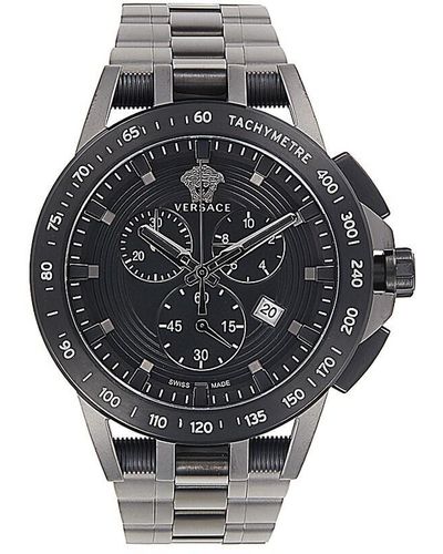 Versace 45Mm Stainless Steel Chronograph Watch - Black
