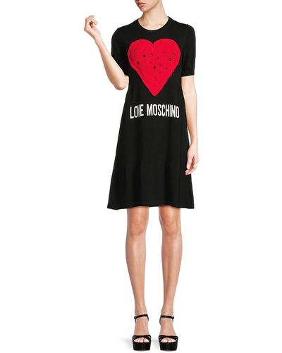 Love Moschino Logo Heart Sweater Dress - Black