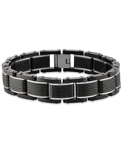 Esquire Black Ip Stainless Steel Link Bracelet