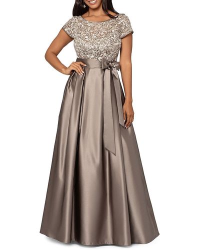 Xscape Sequin A Line Ball Gown - Brown