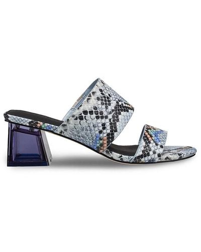 French Connection Animal Embossed Double Strap Sandals - Blue