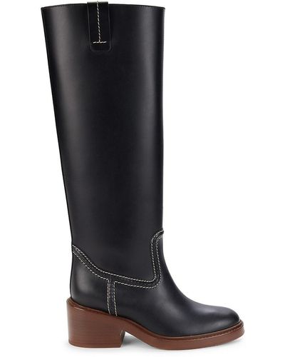 Chloé Knee Leather Boots - Black
