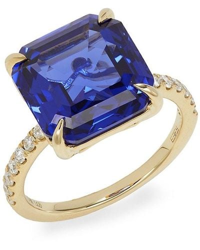 Effy 14k Yellow Gold, Sapphire & Lab Grown Diamond Ring - Blue