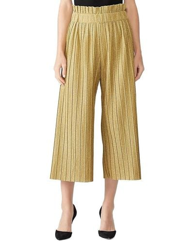 PATBO Pleated Metallic Cropped Trousers - Yellow