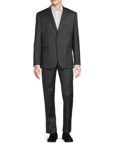 JB Britches Textured Wool Suit - Black