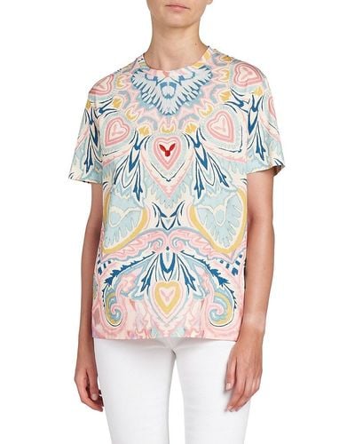 Etro Boho Butterfly Print Silk Blend T Shirt - White