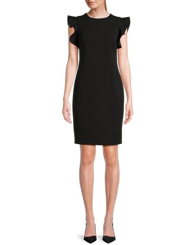 Calvin Klein Flutter Sleeve Mini Dress - Black