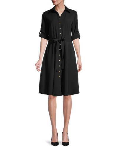 Sharagano Belted Shirtdress - Black