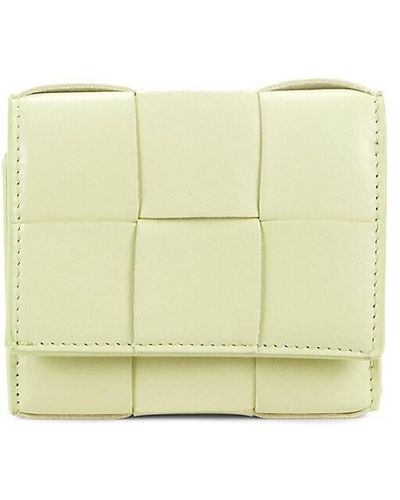Bottega Veneta Intrecciato Leather Trifold Wallet - Green