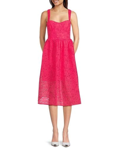 French Connection Sweetheart Lace Midi Dress - Pink