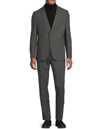 BOSS Slim Fit Textured Virgin Wool Blend Suit - Gray