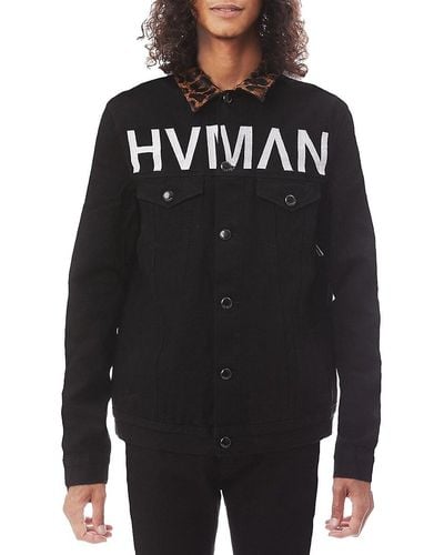 HVMAN Logo Graphic Denim Jacket - Black
