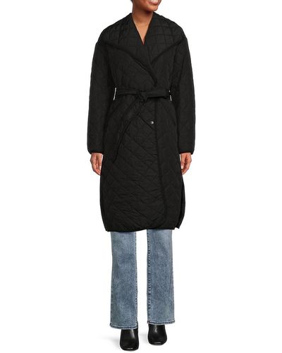 Donna Karan Quilted & Belted Trench Coat - Black