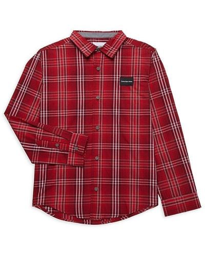 Calvin Klein Boy's Checked Shirt - Red