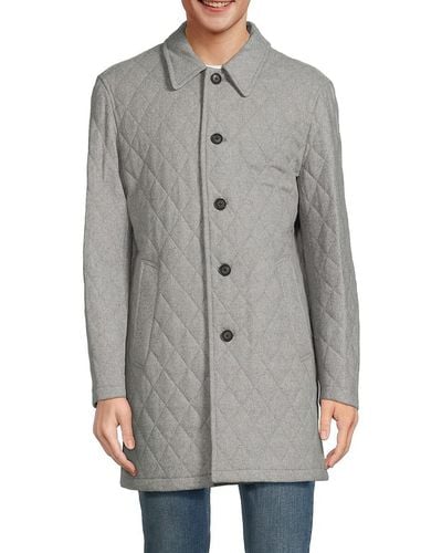 Cardinal Of Canada Longline Wool Blend Quilted Jacket - Gray
