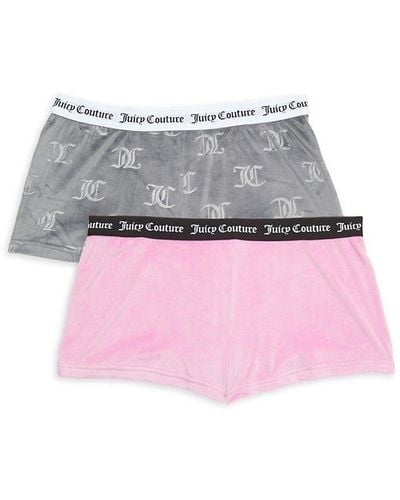 Juicy Couture 2-piece Logo Band Pajama Shorts Set - Gray