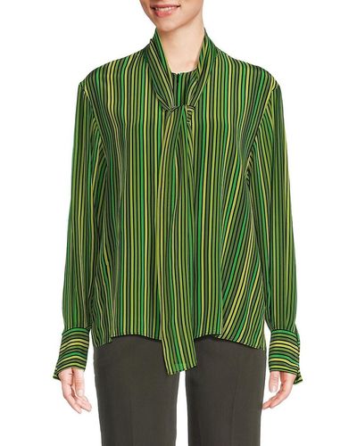Akris Striped Zip Front Blouse - Green