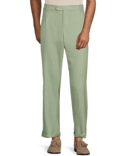 Saks Fifth Avenue High Rise Linen Blend Trousers - Pink
