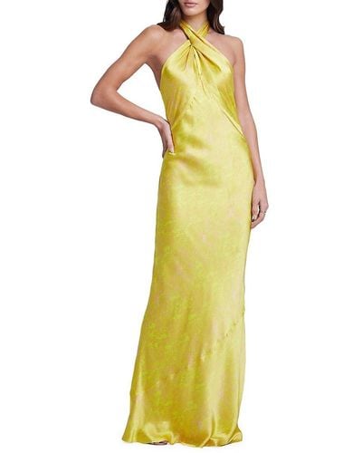 L'Agence Estee Silk Snakeskin Twist Gown - Yellow
