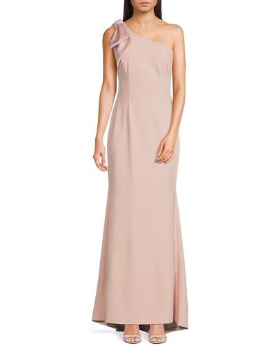Eliza J One Shoulder Bow Gown - Pink