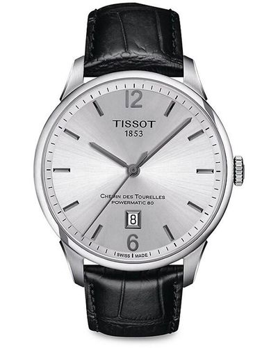 Tissot Chemin Des Tourelles Powermatic 80 42mm Stainless Steel & Leather Automatic Strap Watch - Grey