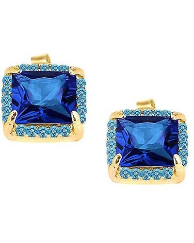 Gabi Rielle Outshine 14k Vermeil & Cubic Zirconia Stud Earrings - Blue