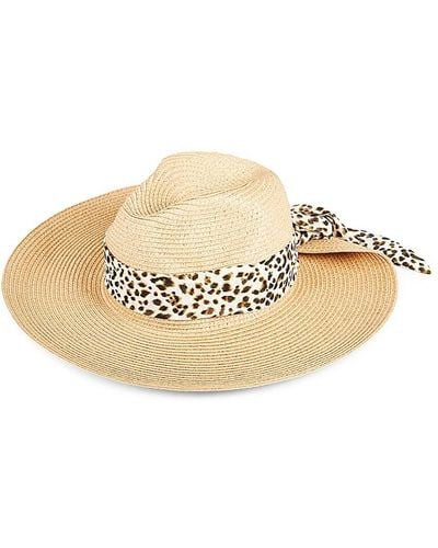 Vince Camuto Textured Scarf Trim Panama Hat - Natural