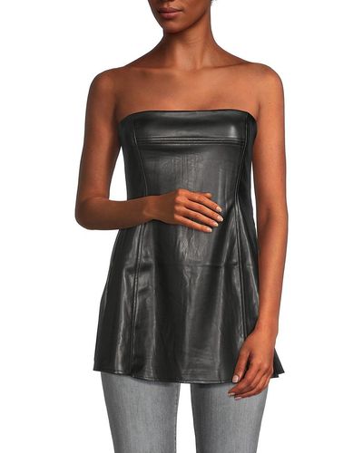 WeWoreWhat Bandeau Faux Leather Top - Black
