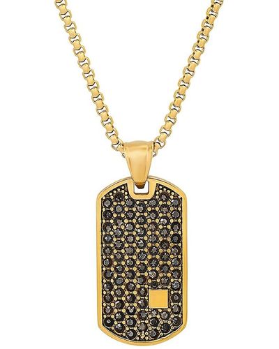 Anthony Jacobs 18k Plated Dog Tag Pendant Necklace - Metallic