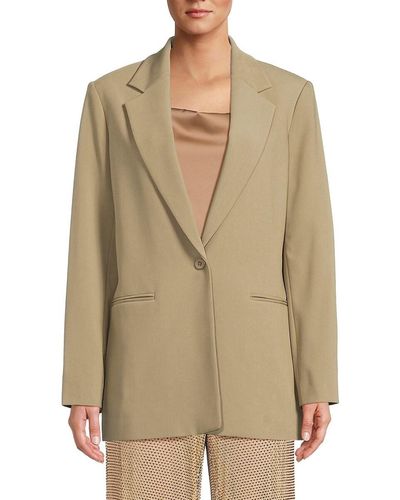DKNY Solid Single Button Blazer - Natural