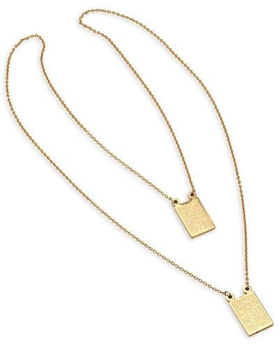 Anthony Jacobs 18K Goldplated Stainless Steel Two-Strand Religious Pendant Necklace - White