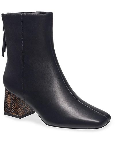 French Connection Tess Square Toe Ankle Boots - Black