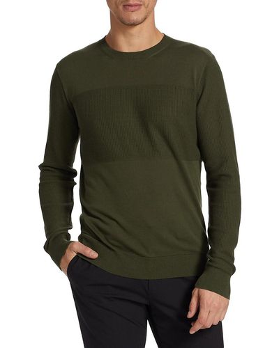 Saks Fifth Avenue Mixed Stitch Cotton Sweater - Green
