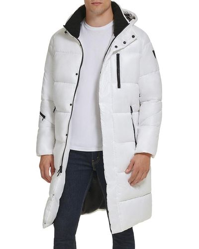 Guess Hooded Longline Puffer Jacket - Grey