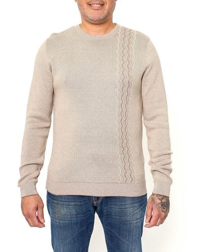 VELLAPAIS Zigzag Crewneck Sweater - White