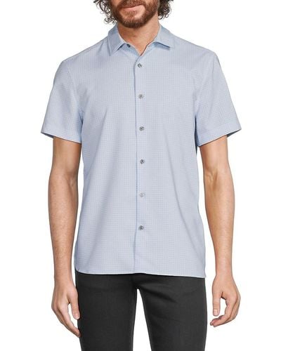 Perry Ellis Stretch Fit Dot Print Shirt - Blue