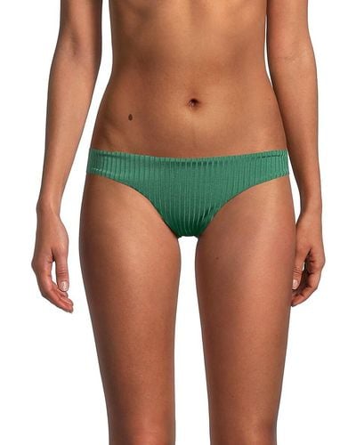 Pilyq Ruched Low-Cut Bikini Bottom - Green