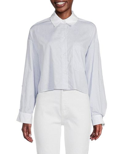 Twp Soon To Be Striped Cropped Shirt - White