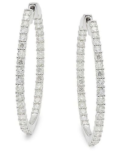 Saks Fifth Avenue 14K & 3 Tcw Diamond Hoop Earrings - White