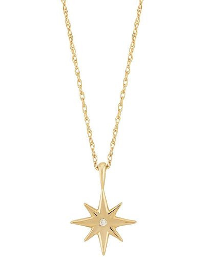 Saks Fifth Avenue Saks Fifth Avenue 14K & 0.01 Tcw Diamond Starburst Pendant Necklace/18" - Metallic