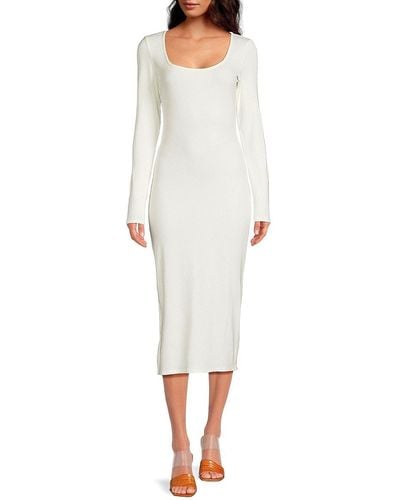 Bebe Ribbed Midi Dress - White