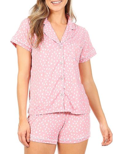 Tahari 2-piece Jersey Top & Shorts Pyjama Set - Pink