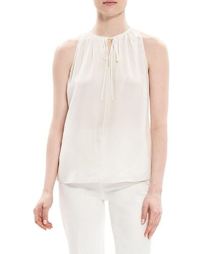 Theory Airy Solid Sleeveless Top - White