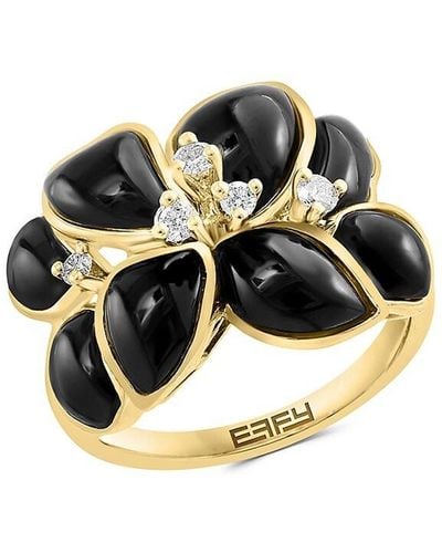 Effy 14k Yellow Gold, Onyx & Diamond Ring - Multicolour