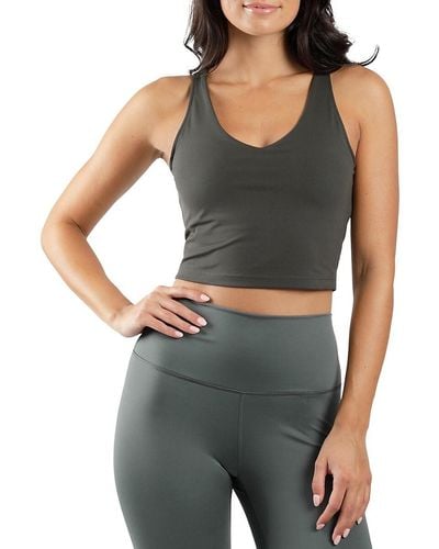 90 Degrees Cropped Tank Top With Support Inside Bra - Green