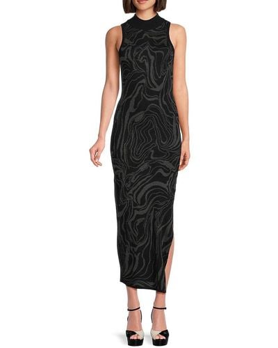 Heartloom Paloma Abstract Wool Blend Midi Dress - Black