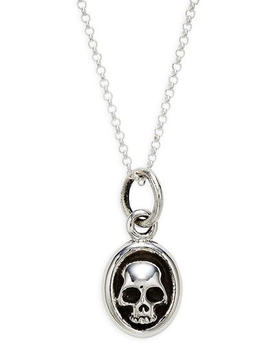 King Baby Studio Sterling Silver Hamlet Skull Pendant Necklace - White