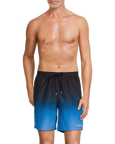 Calvin Klein Gradient Logo Drawstring Swim Shorts - Blue
